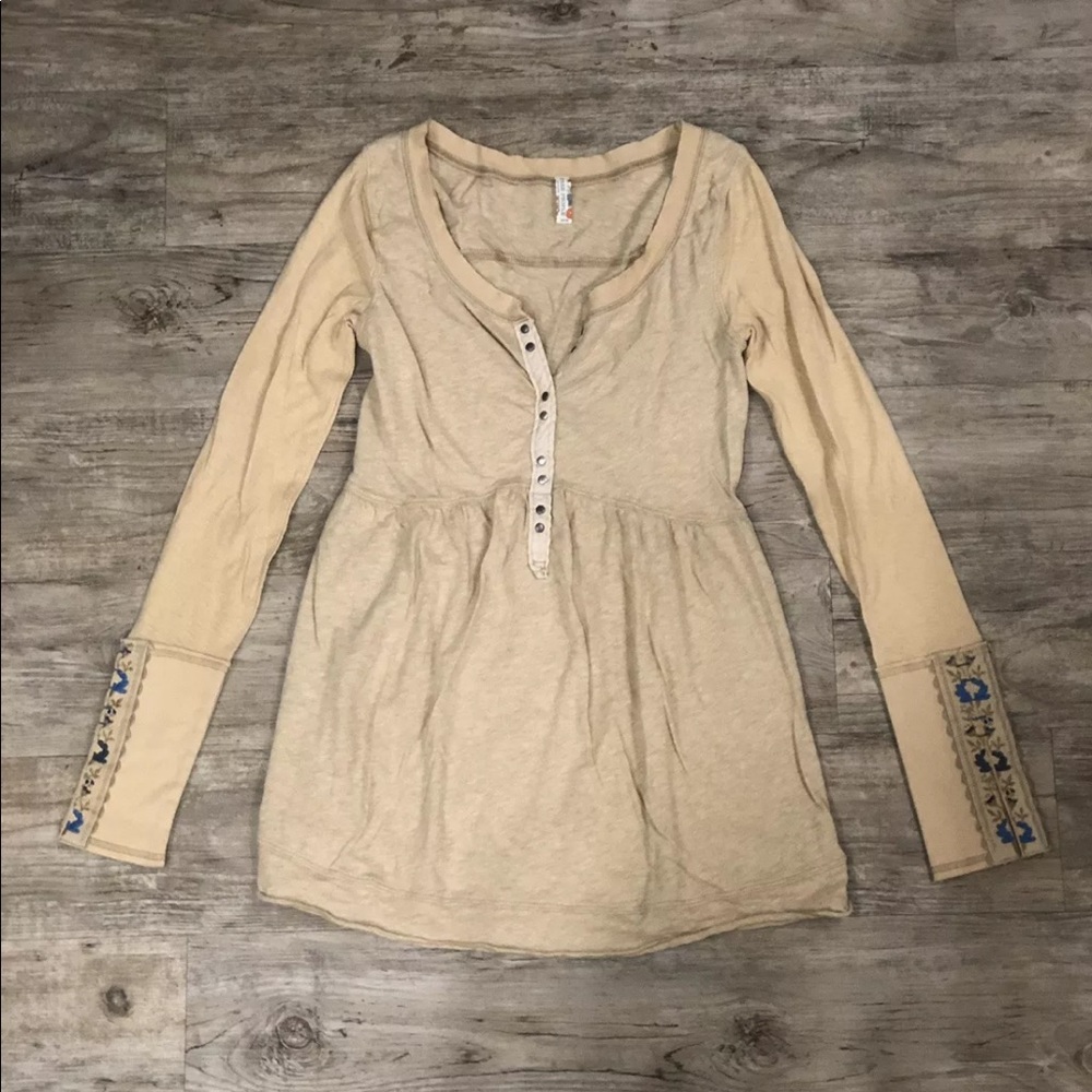 Free People Disco Longsleeve Floral Cuff Tunic